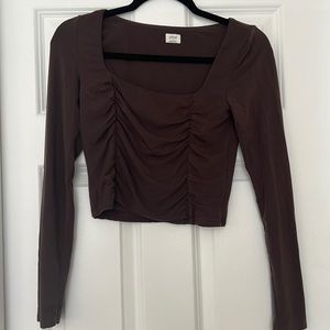 Artisan Brown Long-sleeve Cropped Shirt